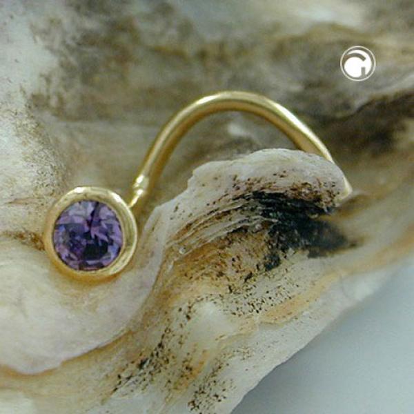 Nasenstecker 2,5mm Spirale mit Zirkonia lila-violett 18Kt GOLD Nasenstecker 2,5mm Spirale mit Zirkonia lila-violett 18Kt GOLD
