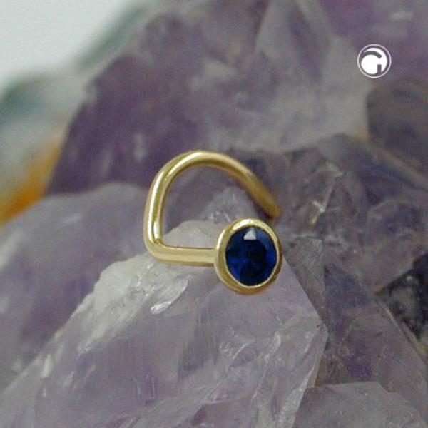 Nasenstecker 2,5mm Spirale mit Zirkonia safir-blau 18Kt GOLD Nasenstecker 2,5mm Spirale mit Zirkonia safir-blau 18Kt GOLD