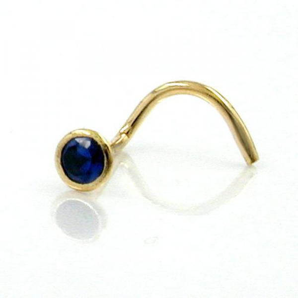 Nasenstecker 2,5mm Spirale mit Zirkonia safir-blau 18Kt GOLD Nasenstecker 2,5mm Spirale mit Zirkonia safir-blau 18Kt GOLD