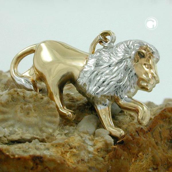 Anhänger 23x15mm Löwe bicolor rhodiniert 9Kt GOLD Anhänger 23x15mm Löwe bicolor rhodiniert 9Kt GOLD