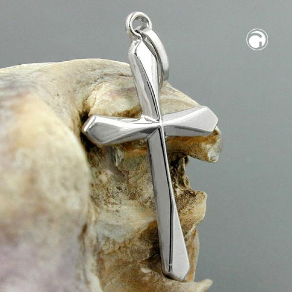 Anhänger 23x14mm Kreuz glänzend 9Kt Weißgold Anhänger 23x14mm Kreuz glänzend 9Kt Weißgold