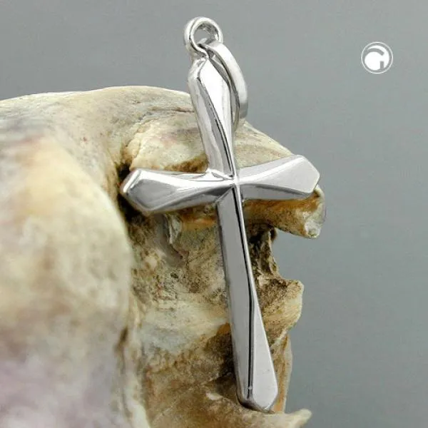 Anhänger 23x14mm Kreuz glänzend 9Kt Weißgold Anhänger 23x14mm Kreuz glänzend 9Kt Weißgold