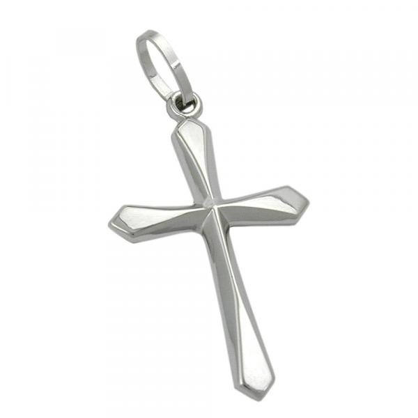 Anhänger 23x14mm Kreuz glänzend 9Kt Weißgold Anhänger 23x14mm Kreuz glänzend 9Kt Weißgold