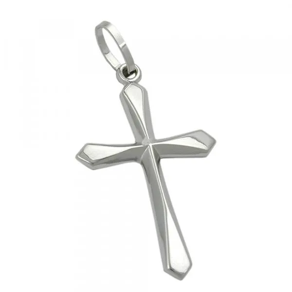 Anhänger 23x14mm Kreuz glänzend 9Kt Weißgold Anhänger 23x14mm Kreuz glänzend 9Kt Weißgold