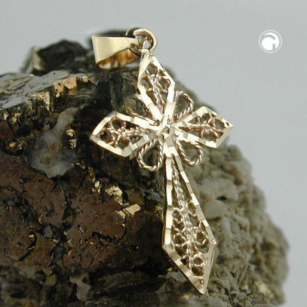 Anhänger 27x16mm Kreuz filigran glänzend 9Kt GOLD Anhänger 27x16mm Kreuz filigran glänzend 9Kt GOLD