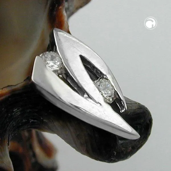 Anhänger 10x6mm mit Zirkonias 9Kt Weißgold Anhänger 10x6mm mit Zirkonias 9Kt Weißgold