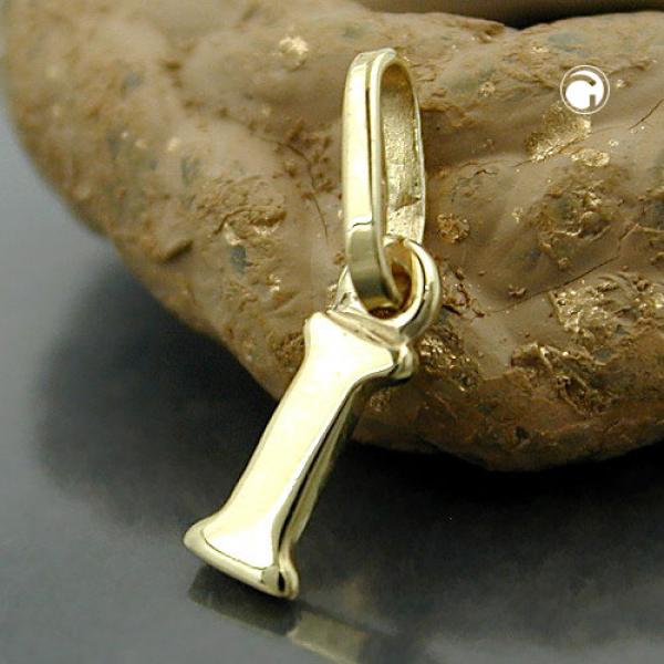 Anhänger 8x3mm Buchstabe I glänzend 9Kt GOLD Anhänger 8x3mm Buchstabe I glänzend 9Kt GOLD