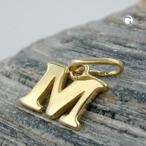 Anhänger 7x8mm Buchstabe M glänzend 9Kt GOLD Anhänger 7x8mm Buchstabe M glänzend 9Kt GOLD