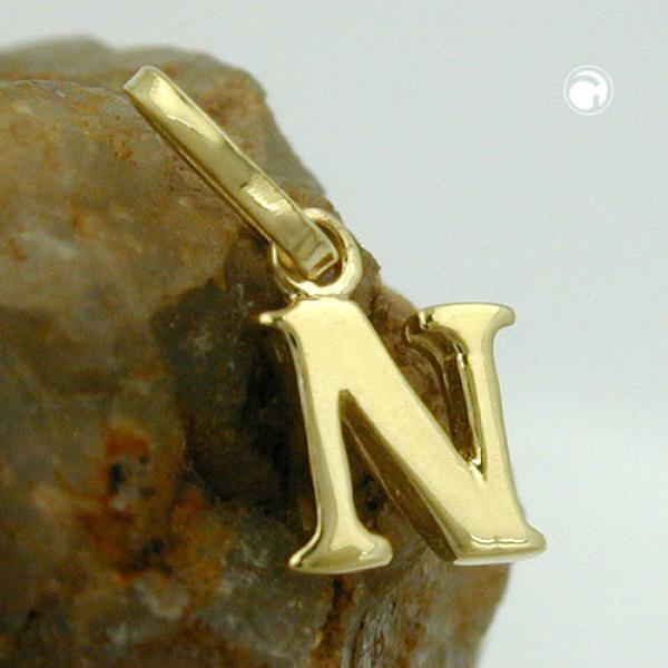 Anhänger 8x6mm Buchstabe N glänzend 9Kt GOLD Anhänger 8x6mm Buchstabe N glänzend 9Kt GOLD