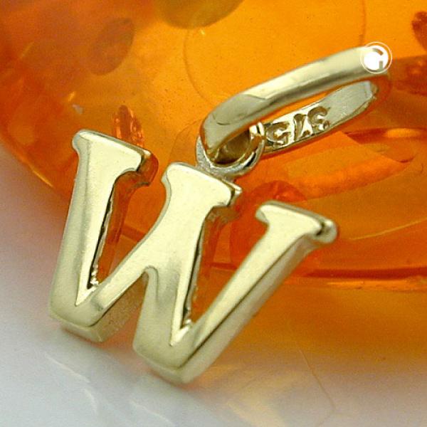Anhänger 8x9mm Buchstabe W glänzend 9Kt GOLD Anhänger 8x9mm Buchstabe W glänzend 9Kt GOLD