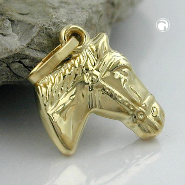 Anhänger 12x12mm Pferdekopf glänzend 9Kt GOLD Anhänger 12x12mm Pferdekopf glänzend 9Kt GOLD