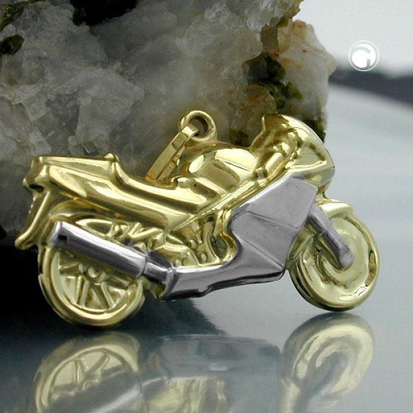 Anhänger 28mm Motorrad bicolor 9Kt GOLD Anhänger 28mm Motorrad bicolor 9Kt GOLD