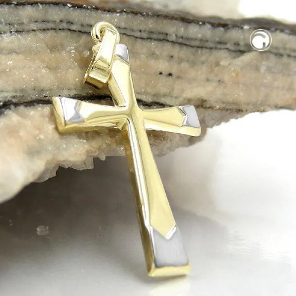 Anhänger 25x16mm Kreuz bicolor 9Kt GOLD Anhänger 25x16mm Kreuz bicolor 9Kt GOLD