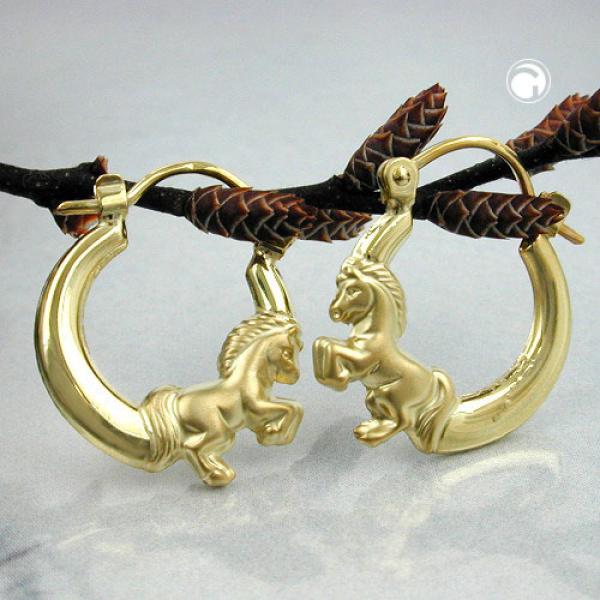 Creole Ohrring 17x14mm Pferd glänzend-matt Bügelverschluss 9Kt GOLD Creole Ohrring 17x14mm Pferd glänzend-matt Bügelverschluss 9Kt GOLD