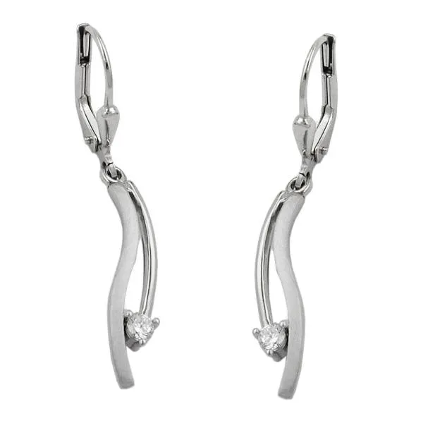 Ohrbrisur Ohrhänger Ohrringe 35x5mm Zirkonia matt glänzend 9Kt Weißgold Ohrbrisur Ohrhänger Ohrringe 35x5mm Zirkonia matt glänzend 9Kt Weißgold