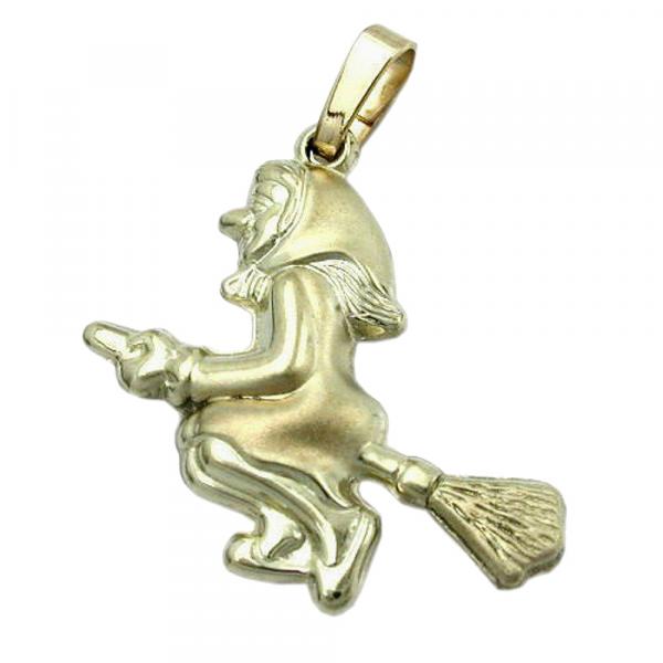 Anhänger 20x22mm Hexe matt-glänzend 9Kt GOLD Anhänger 20x22mm Hexe matt-glänzend 9Kt GOLD