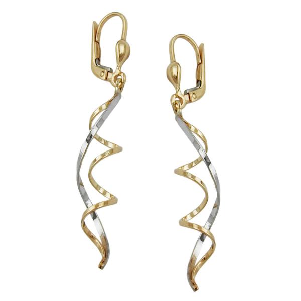 Ohrbrisur Ohrhänger Ohrringe 46x8mm 2 Spiralen bicolor mit Weißgold 9Kt GOLD