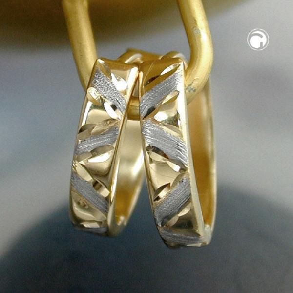 Creole 12x11x3mm Klappscharnier bicolor rhodiniert 9Kt GOLD