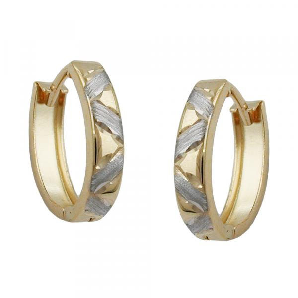 Creole 12x11x3mm Klappscharnier bicolor rhodiniert 9Kt GOLD