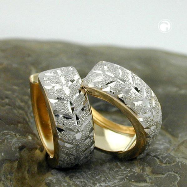 Creole 12x5mm Klappscharnier bicolor diamantiert 9Kt GOLD Creole 12x5mm Klappscharnier bicolor diamantiert 9Kt GOLD