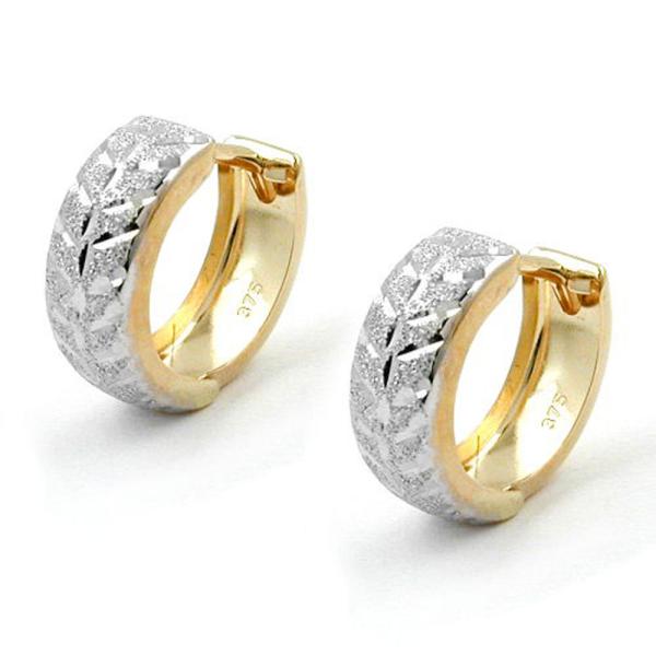 Creole 12x5mm Klappscharnier bicolor diamantiert 9Kt GOLD Creole 12x5mm Klappscharnier bicolor diamantiert 9Kt GOLD