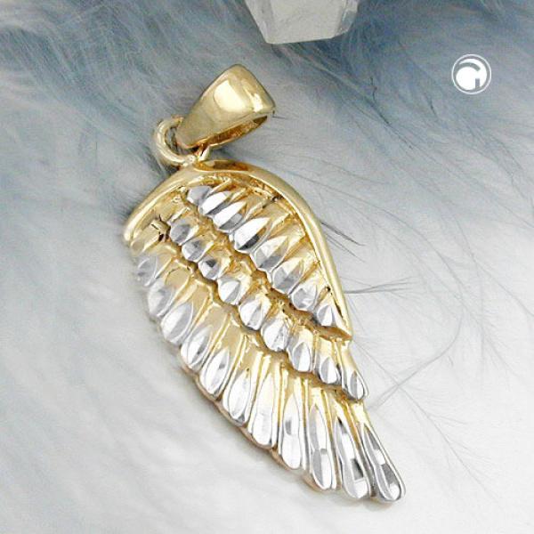 Anhänger Engelsflügel 20x10mm bicolor rhodiniert diamantiert 9Kt GOLD Anhänger Engelsflügel 20x10mm bicolor rhodiniert diamantiert 9Kt GOLD