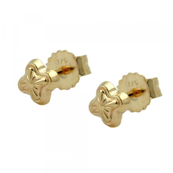 Ohrstecker Ohrring 4mm Stern mit Muster 9Kt GOLD
