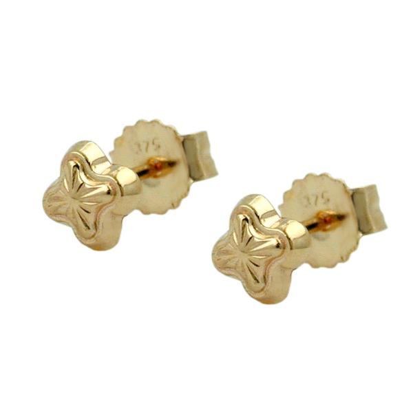 Ohrstecker Ohrring 4mm Stern mit Muster 9Kt GOLD