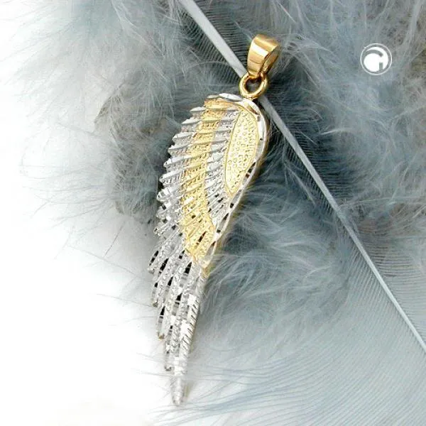 Anhänger 36x13mm Engelsflügel bicolor 9Kt GOLD Anhänger 36x13mm Engelsflügel bicolor 9Kt GOLD