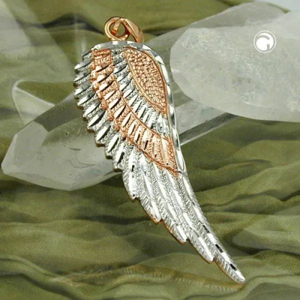 Anhänger 36x13mm Engelsflügel bicolor rhodiniert 9Kt Rotgold Anhänger 36x13mm Engelsflügel bicolor rhodiniert 9Kt Rotgold