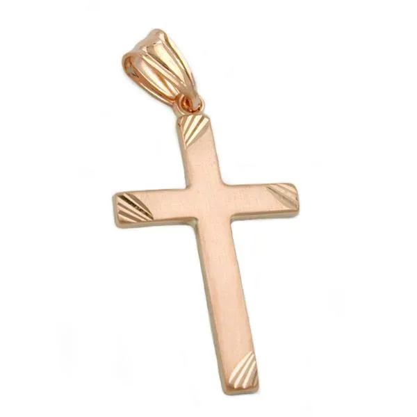 Anhänger 26x16mm Kreuz matt-diamantiert 9Kt Rotgold Anhänger 26x16mm Kreuz matt-diamantiert 9Kt Rotgold