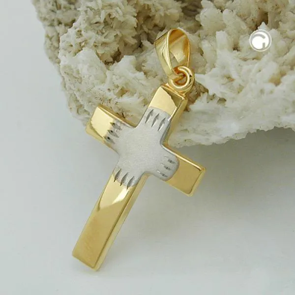 Anhänger 21x14mm Kreuz bicolor 9Kt GOLD Anhänger 21x14mm Kreuz bicolor 9Kt GOLD