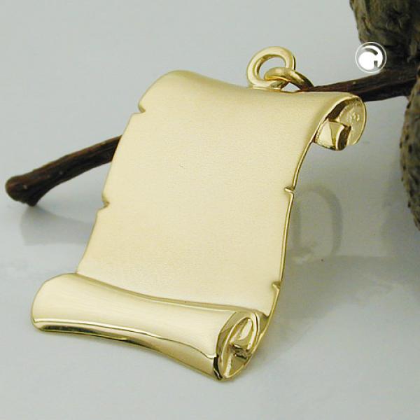 Anhänger Dokumentenrolle 22x17mm matt glänzend 9Kt GOLD Anhänger Dokumentenrolle 22x17mm matt glänzend 9Kt GOLD