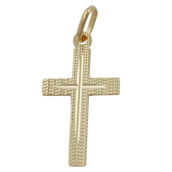 Anhänger 23x13mm Kreuz diamantiert, 9Kt GOLD