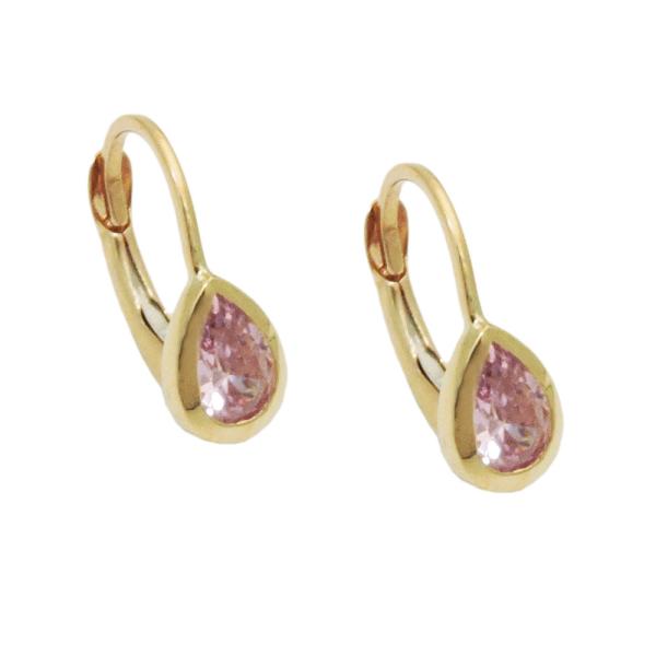 Ohrbrisur Ohrringe 14x5mm Tropfen Zirkonia pink 9Kt GOLD Ohrbrisur Ohrringe 14x5mm Tropfen Zirkonia pink 9Kt GOLD