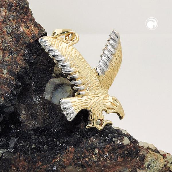 Anhänger 20x16mm Adler bicolor rhodiniert glänzend 9Kt GOLD Anhänger 20x16mm Adler bicolor rhodiniert glänzend 9Kt GOLD