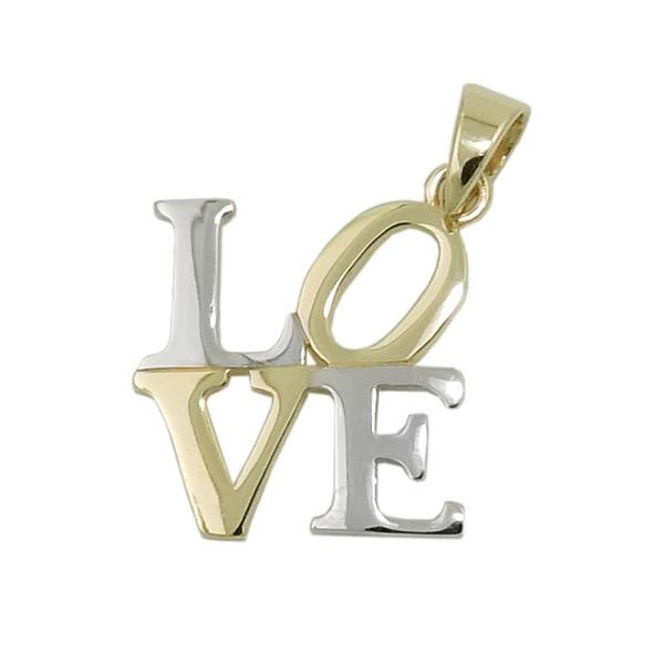 Anhänger 14x14mm LOVE bicolor 9Kt GOLD Anhänger 14x14mm LOVE bicolor 9Kt GOLD