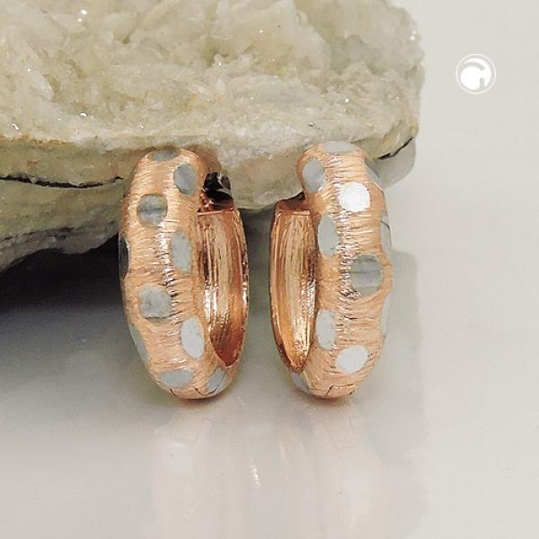 Creole 15x5mm Klappscharnier bicolor rhodiniert 9Kt Rotgold Creole 15x5mm Klappscharnier bicolor rhodiniert 9Kt Rotgold