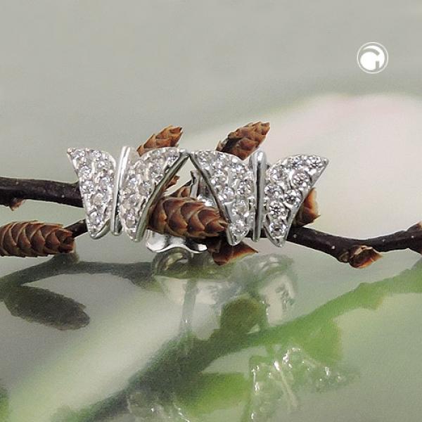 Ohrstecker Ohrring 6x9mm Schmetterling 9Kt Weißgold Ohrstecker Ohrring 6x9mm Schmetterling 9Kt Weißgold
