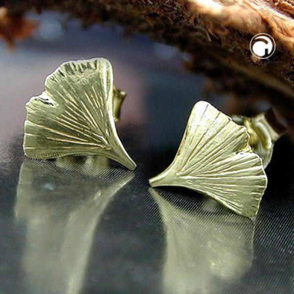 Ohrstecker Ohrring 9mm Ginkgoblatt glänzend 9Kt GOLD Ohrstecker Ohrring 9mm Ginkgoblatt glänzend 9Kt GOLD