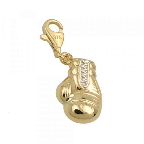 Anhänger 14x10mm Charm Boxhandschuh bicolor 9 Kt GOLD