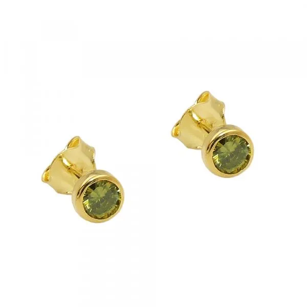 Ohrstecker Ohrring 4,5mm Zirkonia olivgrün 9Kt GOLD Ohrstecker Ohrring 4,5mm Zirkonia olivgrün 9Kt GOLD