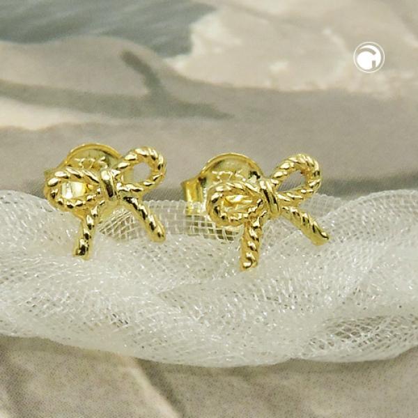 Ohrstecker Ohrring 5x7mm Schleife glänzend 9Kt GOLD