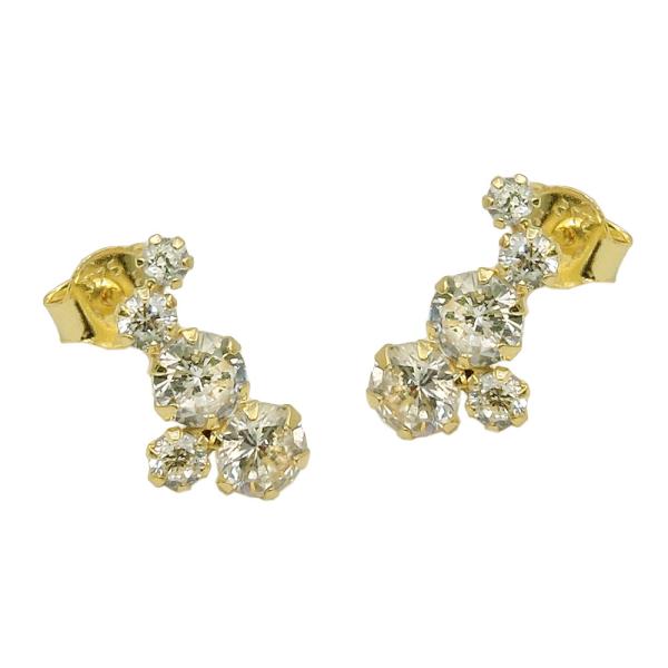 Ohrstecker Ohrring 12x6mm Bogen je 5 Zirkonias 9Kt GOLD Ohrstecker Ohrring 12x6mm Bogen je 5 Zirkonias 9Kt GOLD