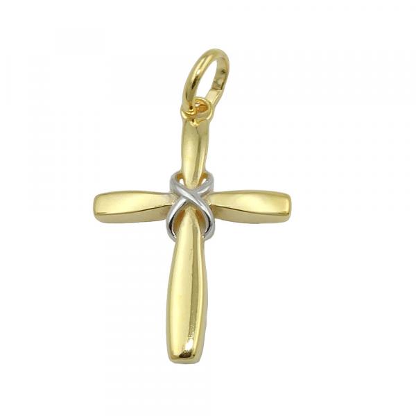 Anhänger 20x14mm Kreuz bicolor glänzend 9Kt GOLD Anhänger 20x14mm Kreuz bicolor glänzend 9Kt GOLD
