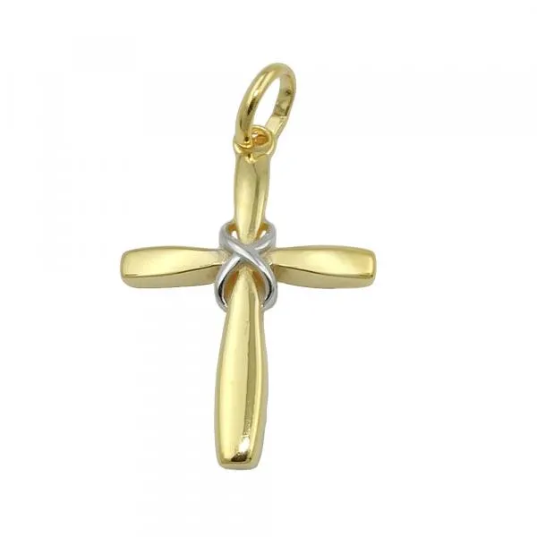 Anhänger 20x14mm Kreuz bicolor glänzend 9Kt GOLD Anhänger 20x14mm Kreuz bicolor glänzend 9Kt GOLD