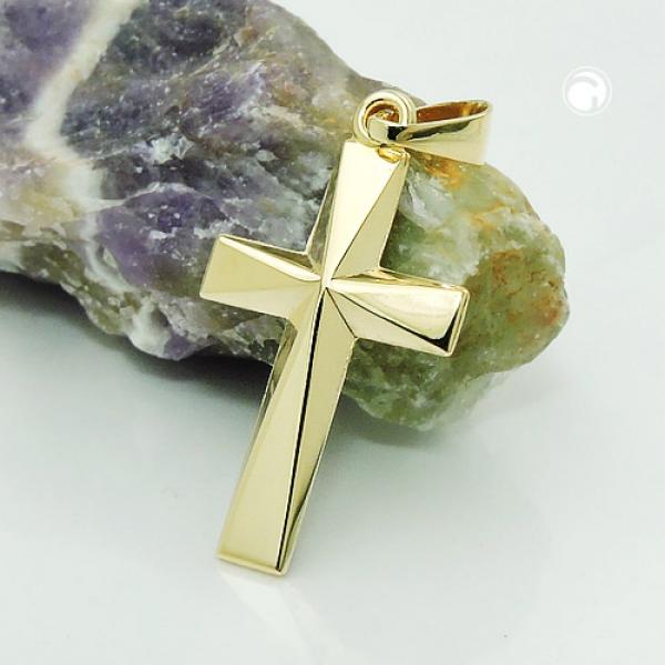 Anhänger 21x13mm Kreuz glänzend Mitte winklig ausgeformt 9Kt GOLD Anhänger 21x13mm Kreuz glänzend Mitte winklig ausgeformt 9Kt GOLD