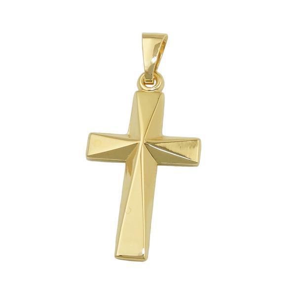 Anhänger 21x13mm Kreuz glänzend Mitte winklig ausgeformt 9Kt GOLD Anhänger 21x13mm Kreuz glänzend Mitte winklig ausgeformt 9Kt GOLD