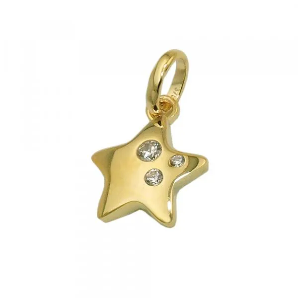 Anhänger 10x10mm Stern glänzend mit 3 Zirkonias 9Kt GOLD Anhänger 10x10mm Stern glänzend mit 3 Zirkonias 9Kt GOLD