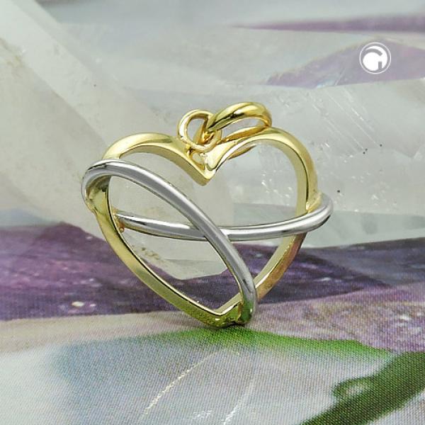 Anhänger 13x15mm Herz bicolor glänzend 9Kt GOLD Anhänger 13x15mm Herz bicolor glänzend 9Kt GOLD
